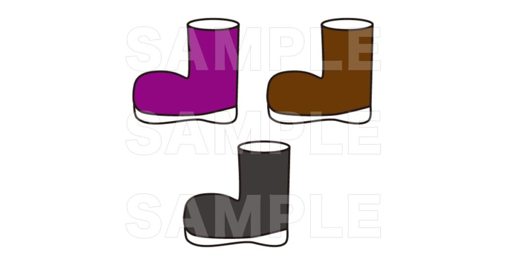 長靴(片方)(紫・茶・黒)のイラスト